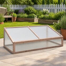 Wooden Greenhouse Grey 110x56x39cm Fir Wood Garden Plant Protection Herb Shelter