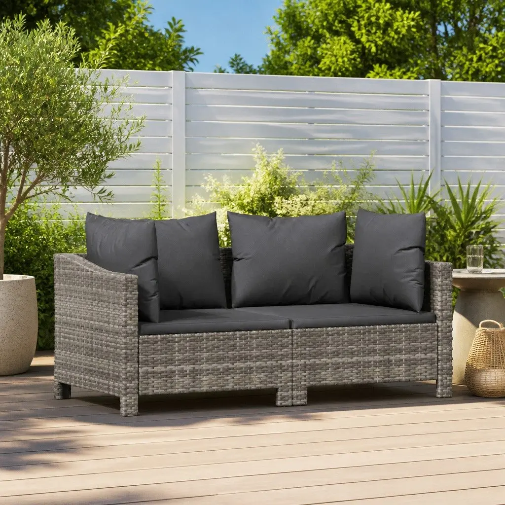 Garden Lounge Set 2 Piece Outdoor Furniture Poly Rattan Grey with Cushions
