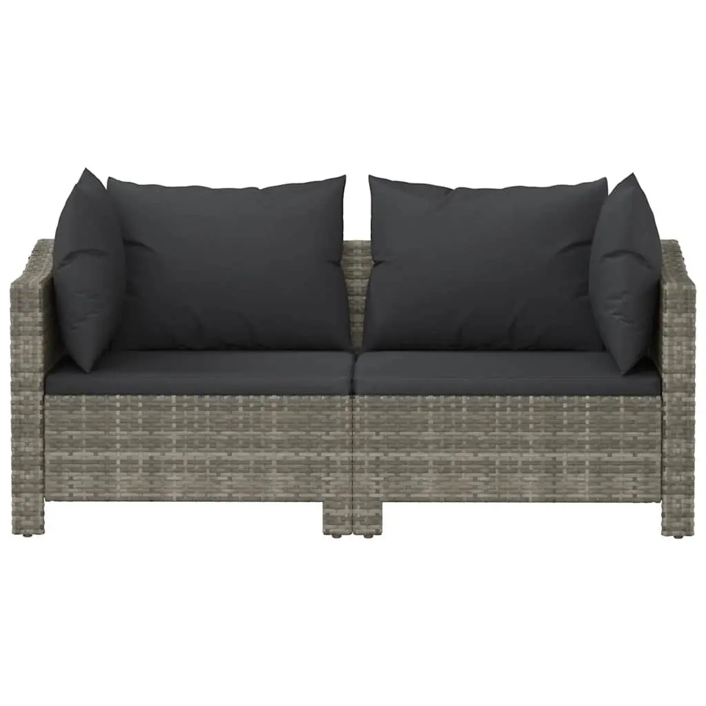 Garden Lounge Set 2 Piece Outdoor Furniture Poly Rattan Grey with Cushions