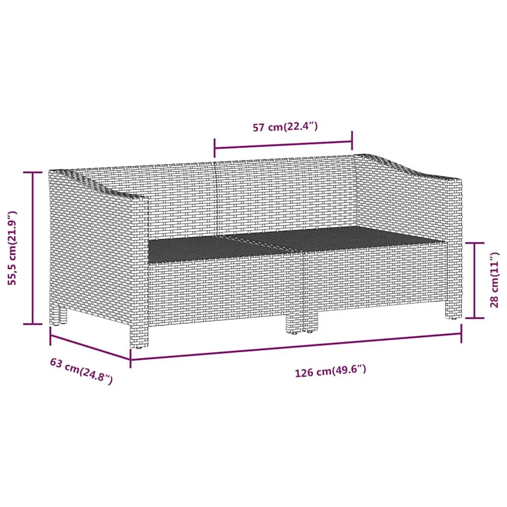 Garden Lounge Set 2 Piece Outdoor Furniture Poly Rattan Grey with Cushions