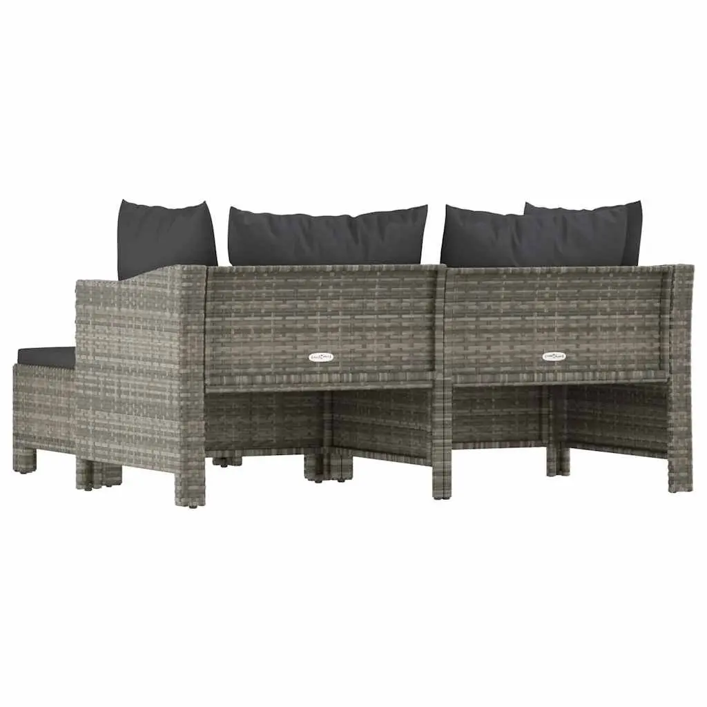 3 Piece Garden Lounge Set Grey Poly Rattan Outdoor Furniture with Cushions