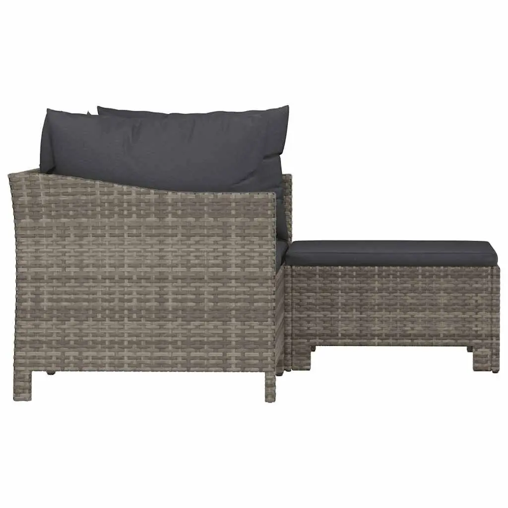 3 Piece Garden Lounge Set Grey Poly Rattan Outdoor Furniture with Cushions