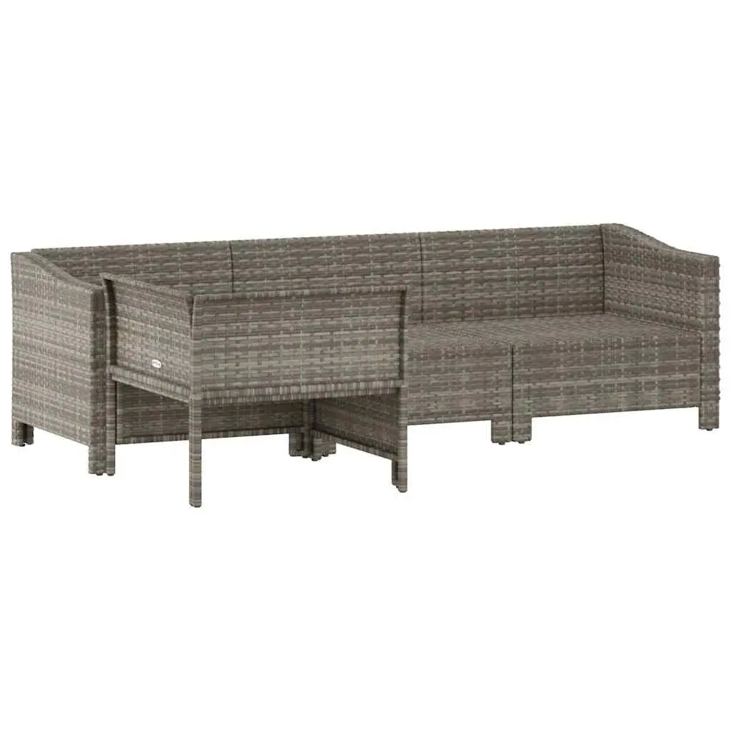 4 Piece Garden Lounge Set Grey Poly Rattan Outdoor Furniture with Cushions