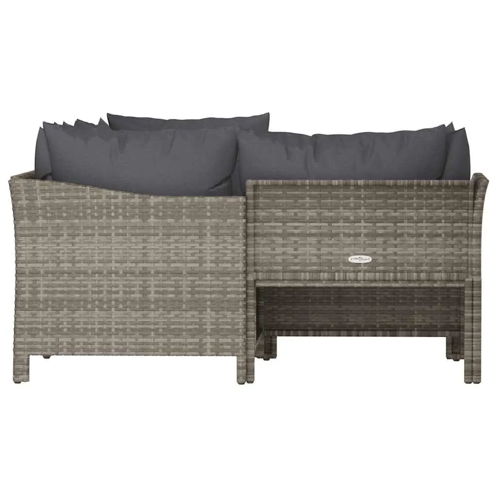 4 Piece Garden Lounge Set Grey Poly Rattan Outdoor Furniture with Cushions