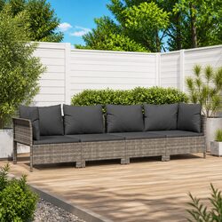 4 Piece Garden Lounge Set Outdoor Furniture Grey Poly Rattan with Cushions Seat