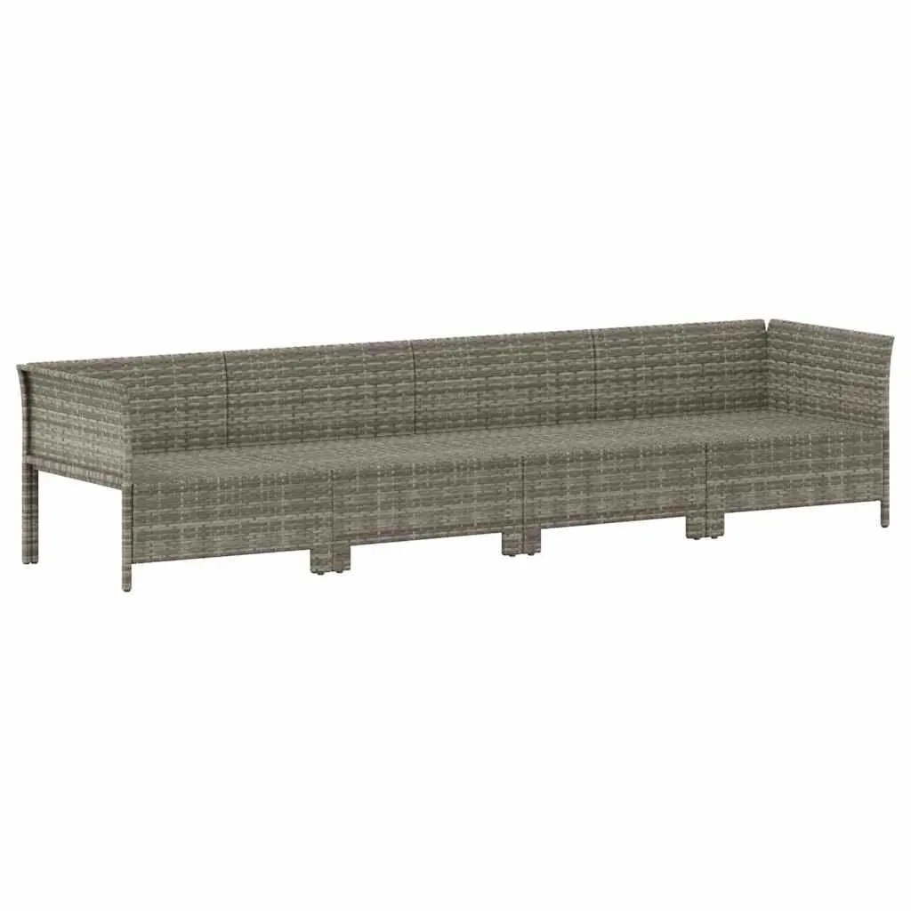 4 Piece Garden Lounge Set Outdoor Furniture Grey Poly Rattan with Cushions Seat