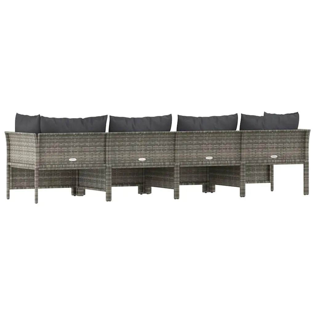 4 Piece Garden Lounge Set Outdoor Furniture Grey Poly Rattan with Cushions Seat