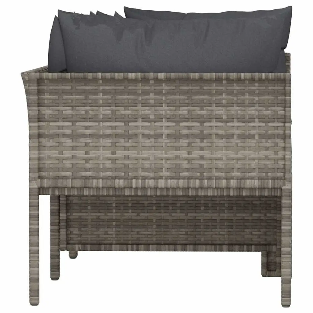 4 Piece Garden Lounge Set Outdoor Furniture Grey Poly Rattan with Cushions Seat