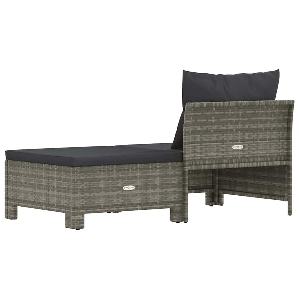 Garden Lounge Set 2 Piece Outdoor Furniture Grey Poly Rattan with Cushions