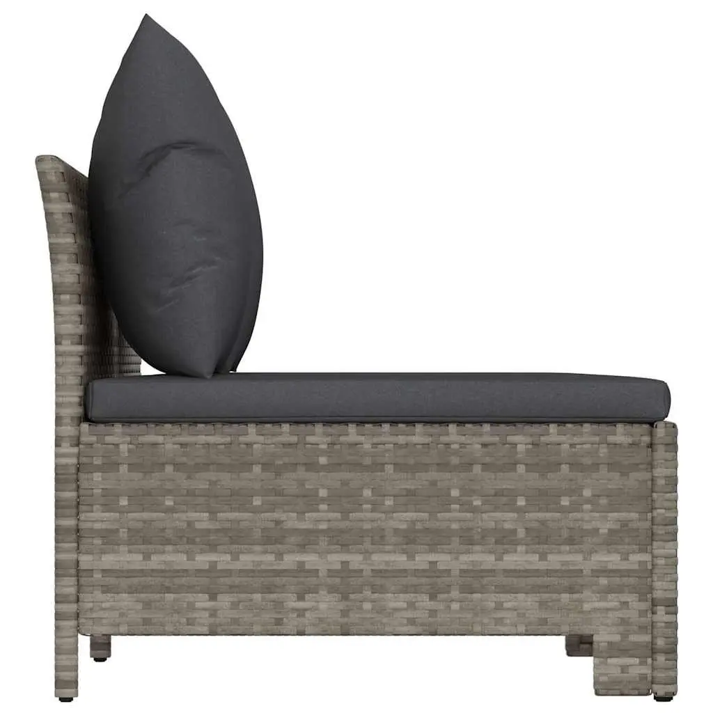 3 Piece Garden Lounge Set with Cushions Grey Poly Rattan Outdoor Furniture