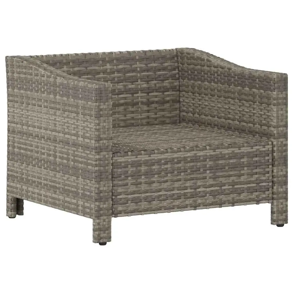 Garden Armchair with Cushion Grey Poly Rattan Outdoor Furniture Seat
