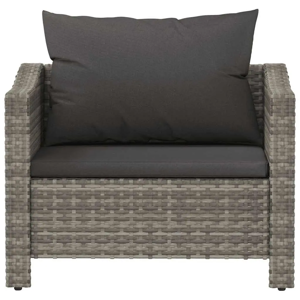 Garden Armchair with Cushion Grey Poly Rattan Outdoor Furniture Seat
