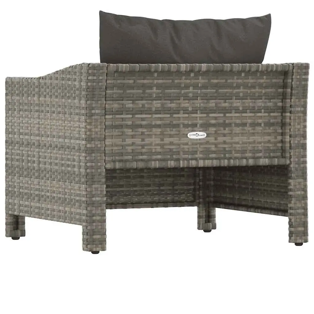 Garden Armchair with Cushion Grey Poly Rattan Outdoor Furniture Seat