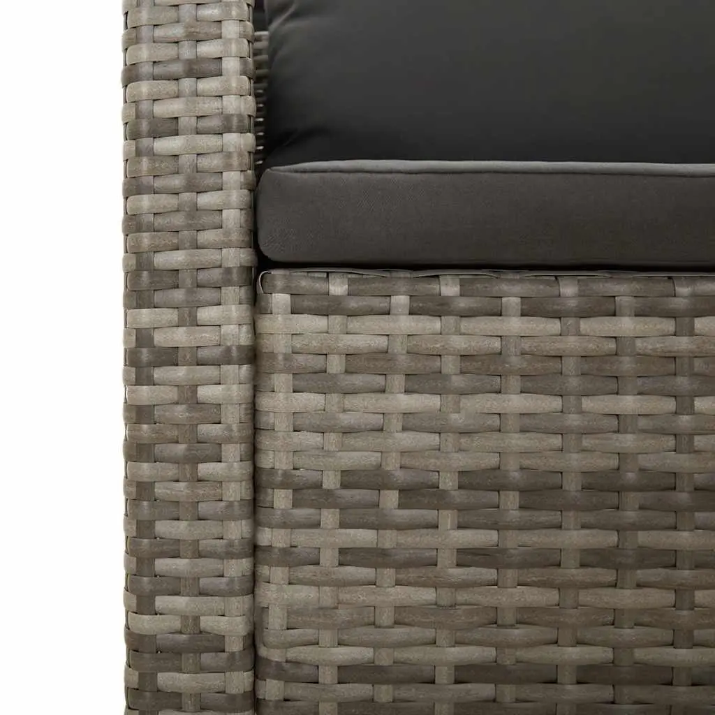 Garden Armchair with Cushion Grey Poly Rattan Outdoor Furniture Seat