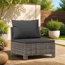 Garden Middle Sofa with Cushion Grey Outdoor Seating Patio Furniture Set