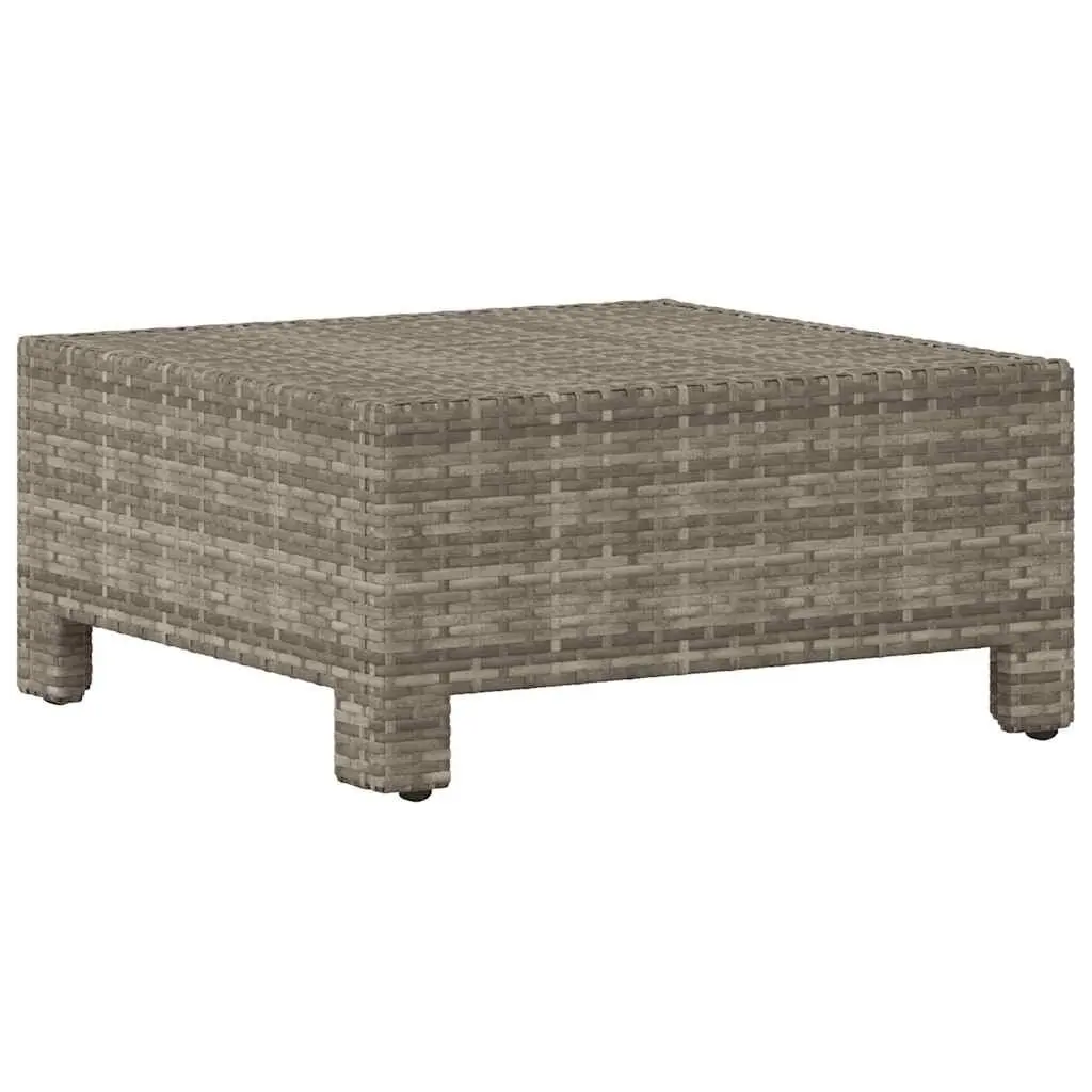 Garden Footrest with Cushion Lightweight Poly Rattan Grey Outdoor Furniture