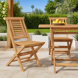 Folding Garden Chairs 2 pcs Outdoor Seating Wooden Slatted Design Backrest