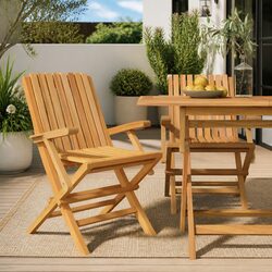 Folding Garden Chairs 2 pcs Solid Wood Outdoor Seating Backrest Armrests