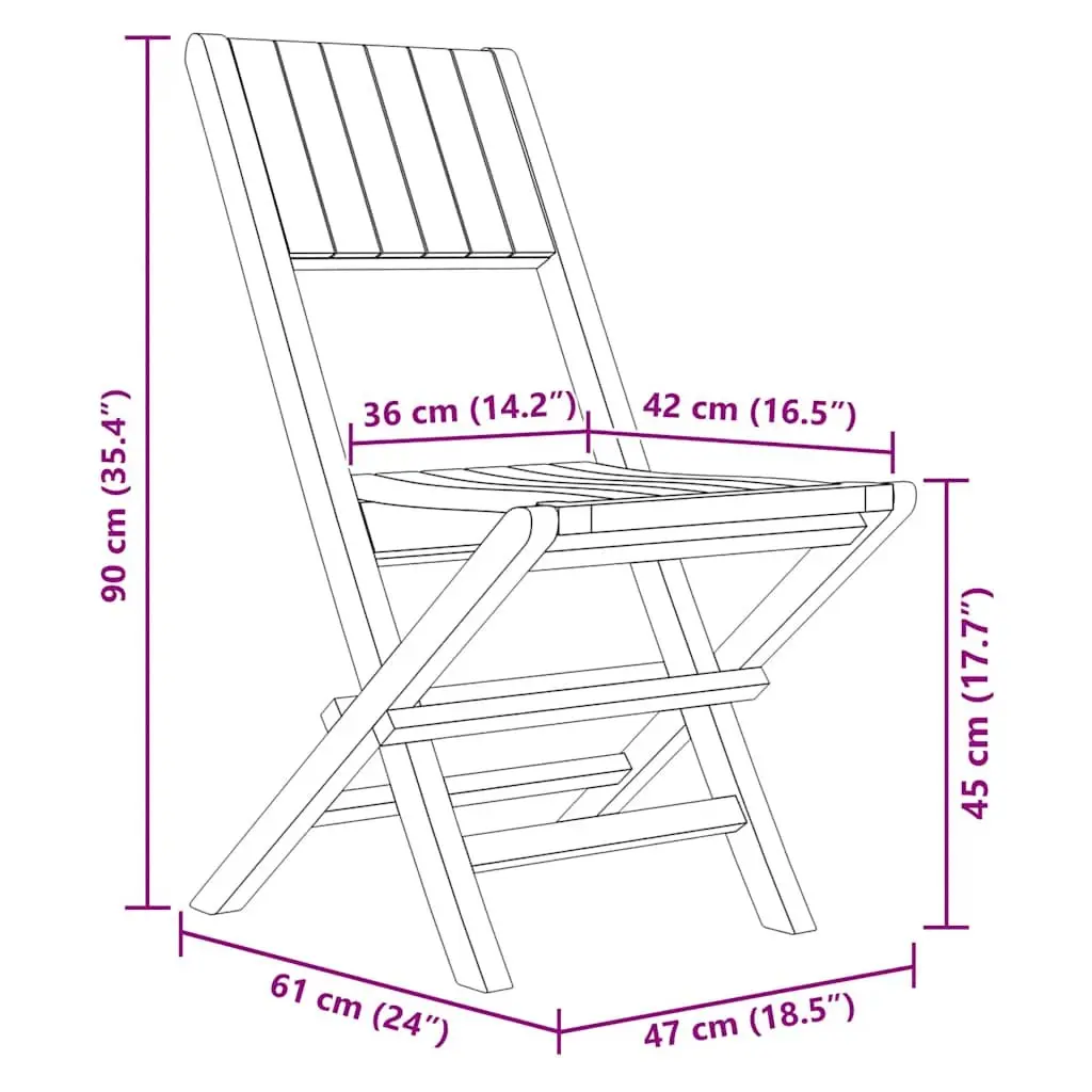 Folding Garden Chairs Solid Wood Brown 47x61x90cm 2 Piece