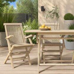 Folding Garden Chairs 2 pcs Outdoor Seating Wood Patio Furniture Set Backrest