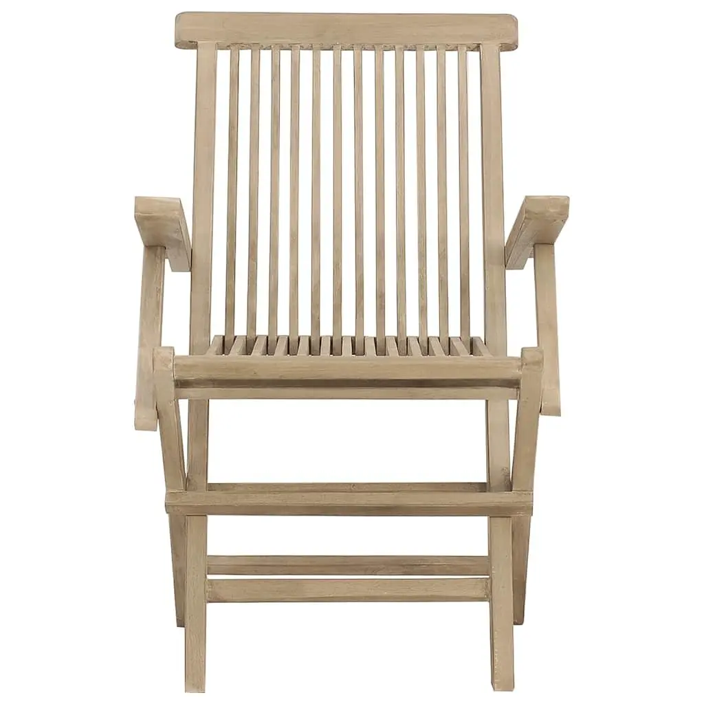 Folding Garden Chairs Backrest Solid Teak Wood 2 Piece Brown Outdoor Seating