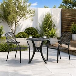 Outdoor Garden Chair Anthracite Stackable Steel Frame Modern Lounge Seating 2pc