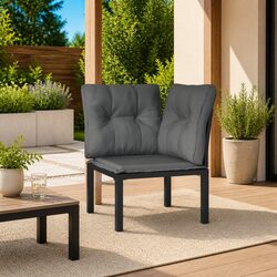 Garden Corner Chair Outdoor Rattan Furniture Single Sofa with Cushions Black