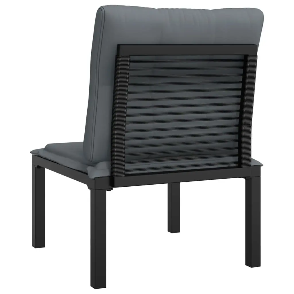 Garden Chair with Cushions Outdoor Lounge Seating Black Poly Rattan Relaxing