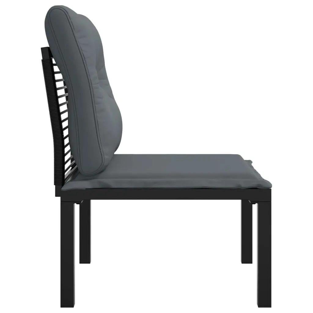 Garden Chair with Cushions Outdoor Lounge Seating Black Poly Rattan Relaxing