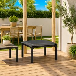 Garden Footstool with Cushion Outdoor Furniture Poly Rattan Black Grey