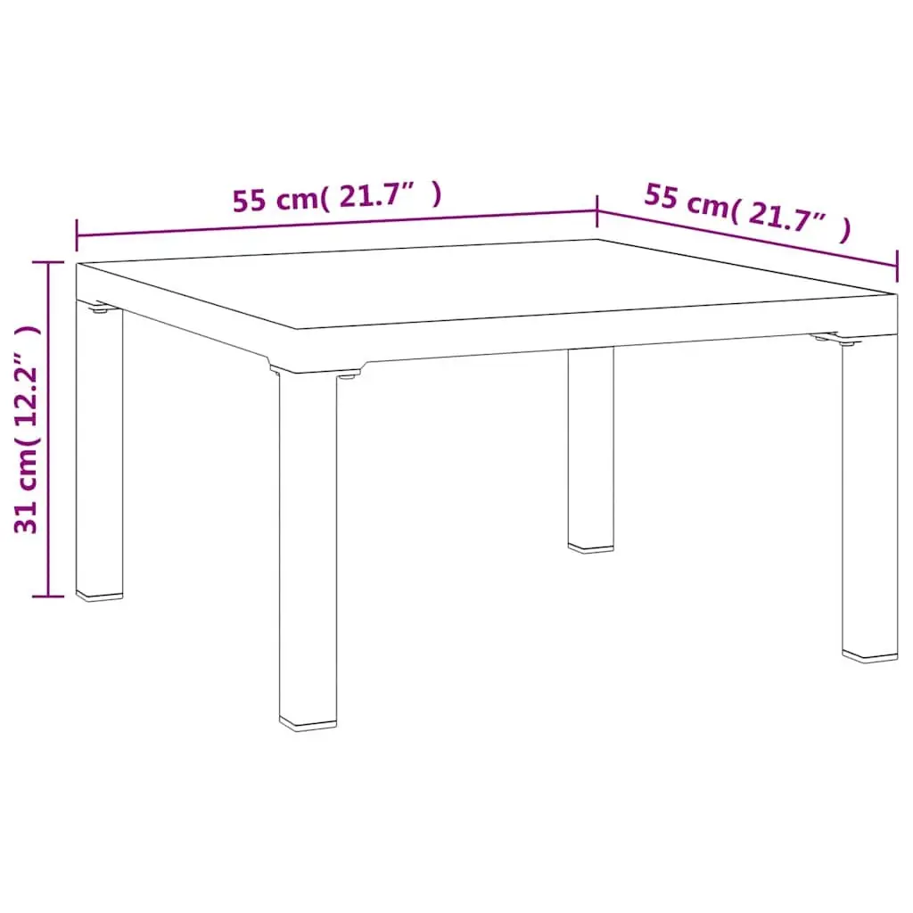 Garden Coffee Table Outdoor Patio Furniture Grey 55x55x31cm Steel Frame