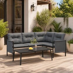 Garden Coffee Table Anthracite 110x55x35cm Slatted Outdoor Patio Furniture
