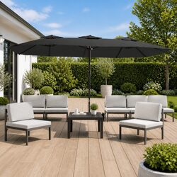 Double-Head Parasol Anthracite 449x265cm Outdoor Garden Umbrella Shade Canopy