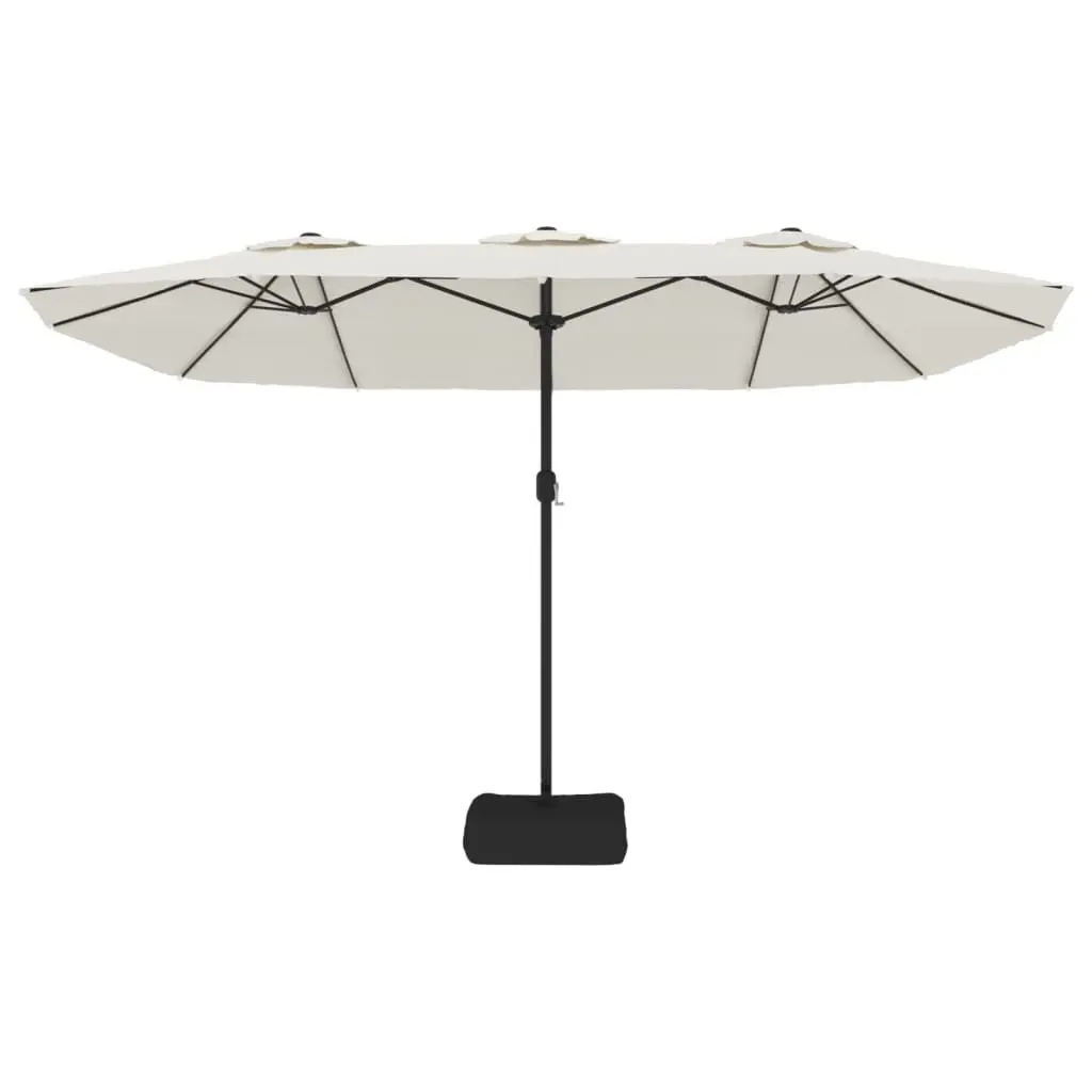 Double-Head Garden Parasol with LED Lights UV Protective 449x265cm White
