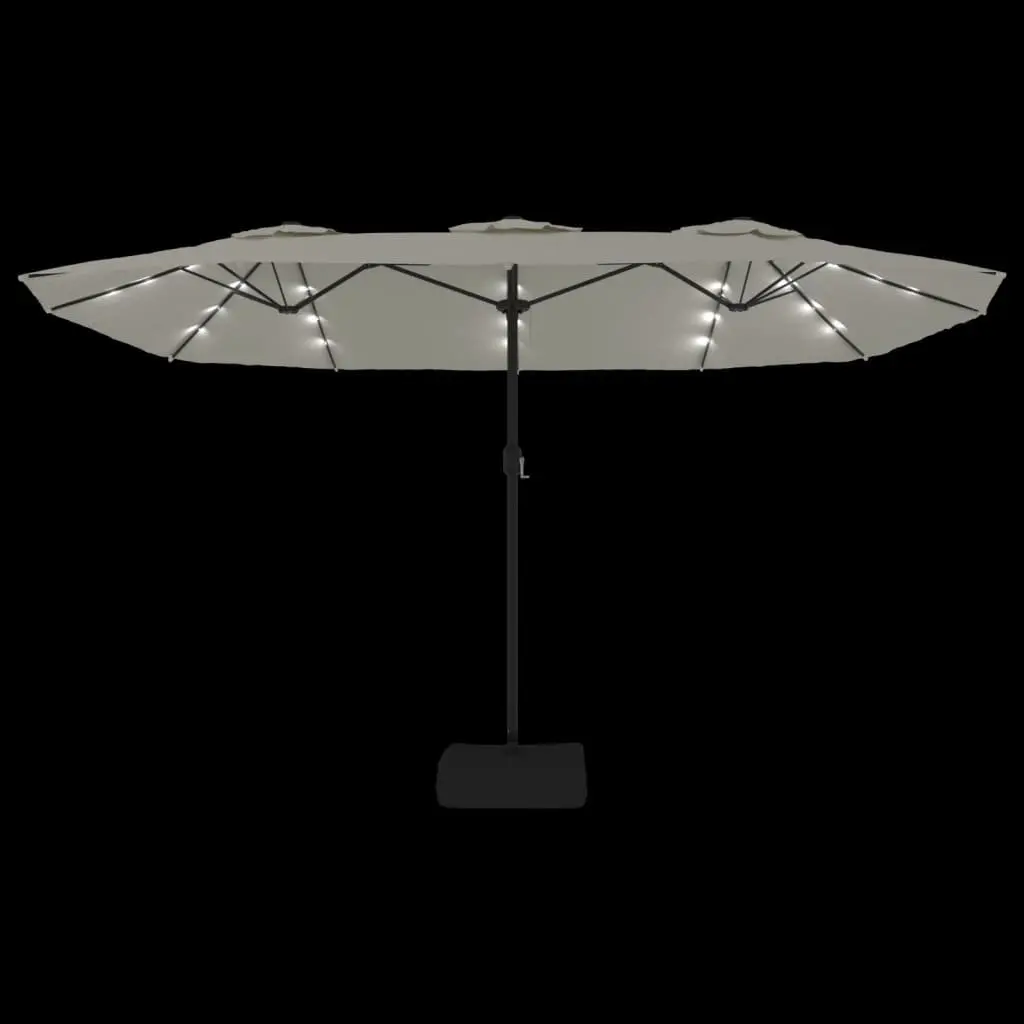 Double-Head Garden Parasol with LED Lights UV Protective 449x265cm White