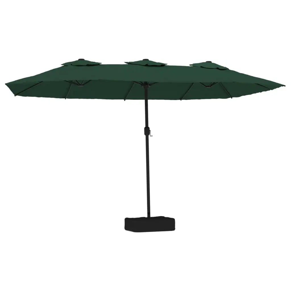 Double-Head Garden Parasol with LED Lights 449x265cm Green