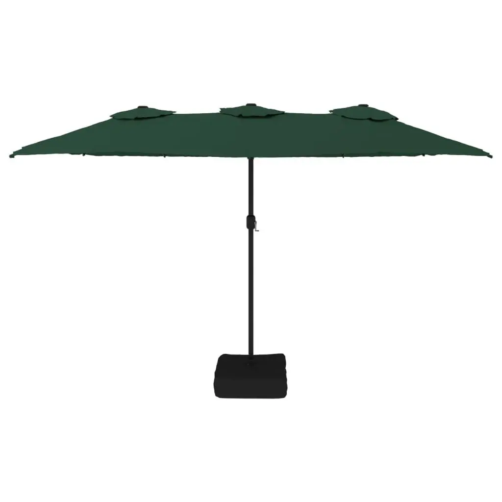 Double-Head Garden Parasol with LED Lights 449x265cm Green