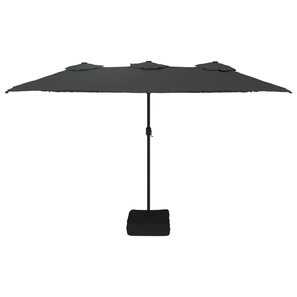 Double-Head Garden Parasol with LED Lights UV-Protective Polyester 449x265cm Anthracite
