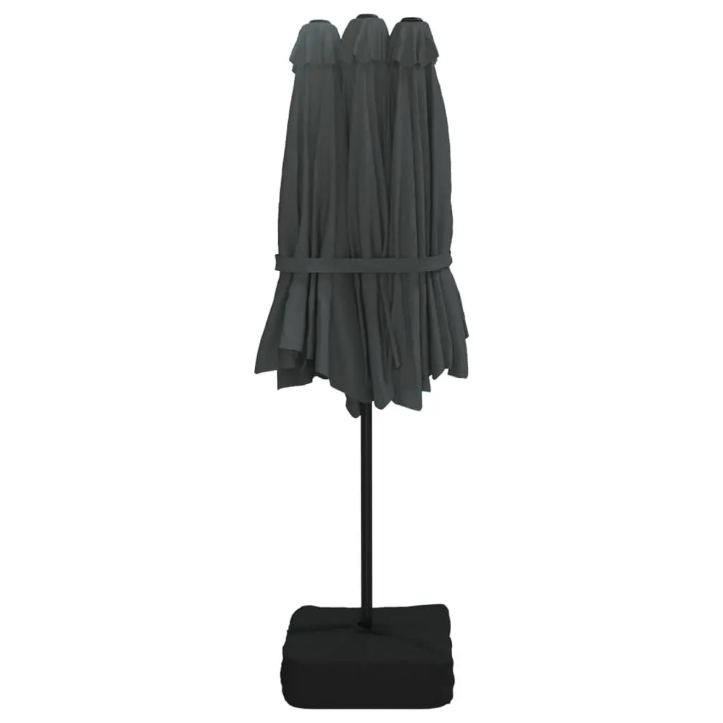 Double-Head Garden Parasol with LED Lights UV-Protective Polyester 449x265cm Anthracite