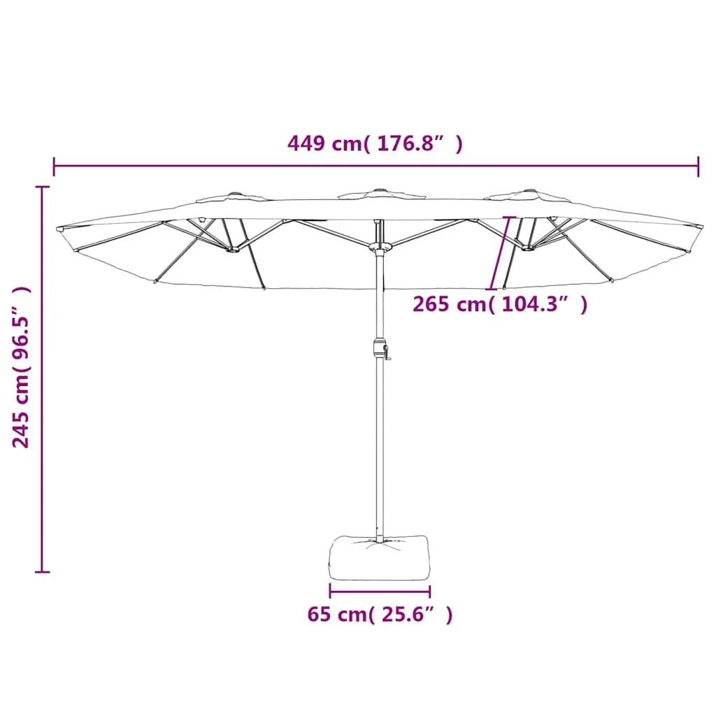 Double-Head Garden Parasol with LED Lights UV-Protective Polyester Canopy 449x265cm Red