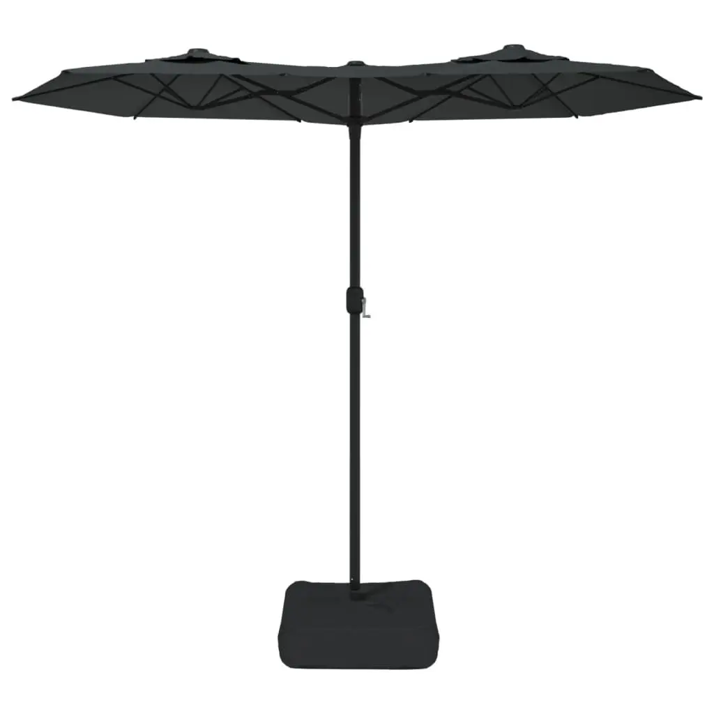 Double-Head Garden Parasol with LED Lights 316x145cm Anthracite