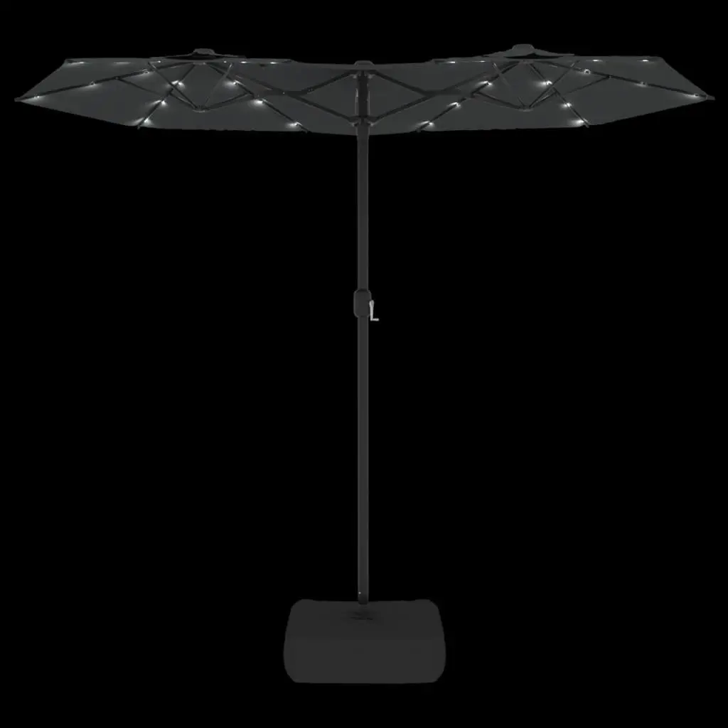 Double-Head Garden Parasol with LED Lights 316x145cm Anthracite