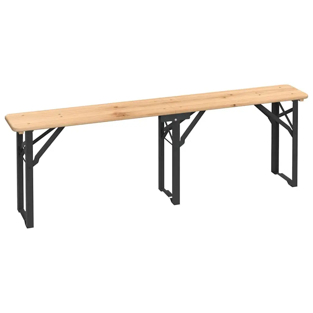 3 Piece Folding Beer Table Set Outdoor Camping Picnic Fir Wood Benches Brown