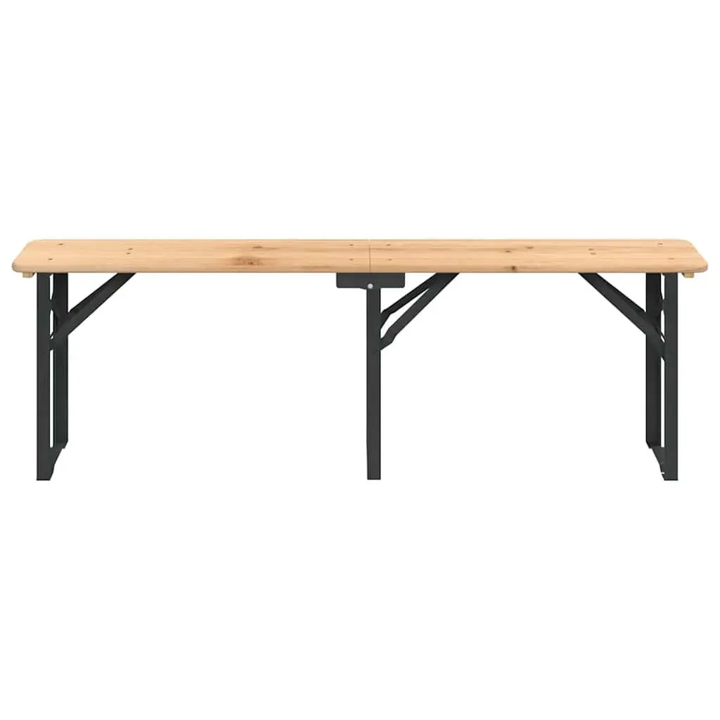 3 Piece Folding Beer Table Set Outdoor Camping Picnic Fir Wood Benches Brown