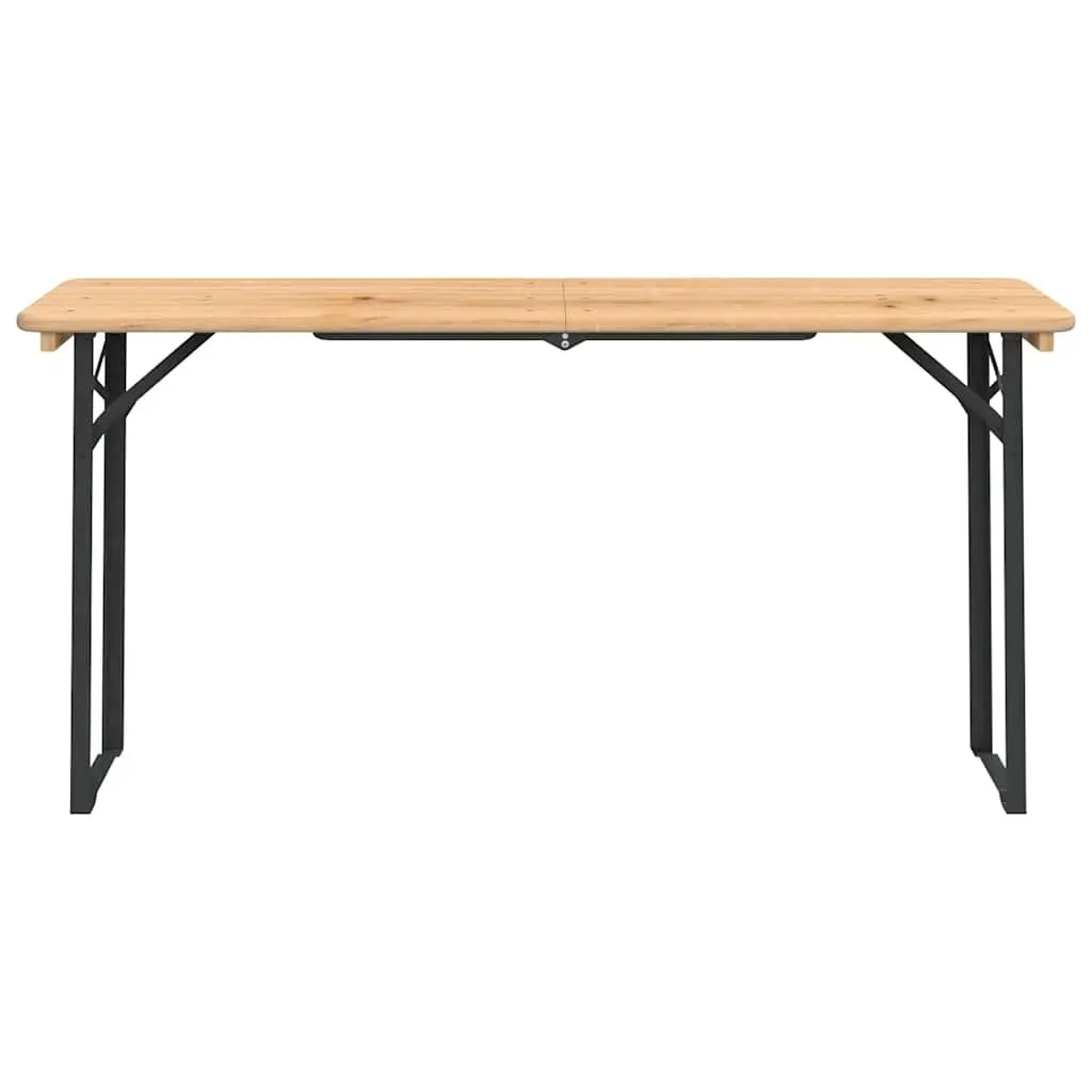 3 Piece Folding Beer Table Set Outdoor Camping Picnic Fir Wood Benches Brown