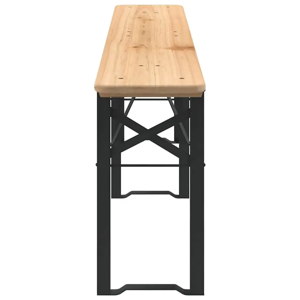 3 Piece Folding Beer Table Set Outdoor Camping Picnic Fir Wood Benches Brown