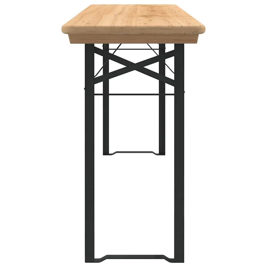 3 Piece Folding Beer Table Set Outdoor Camping Picnic Fir Wood Benches Brown