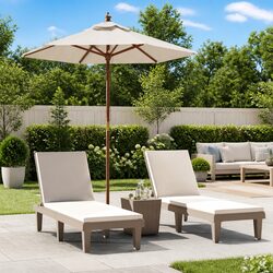 Garden Parasol Outdoor Sunshade Umbrella with Wooden Pole White 196x231cm