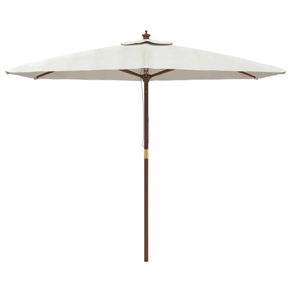 Garden Parasol Outdoor Umbrella Shade 299x240cm White Polyester Canopy Hardwood Pole