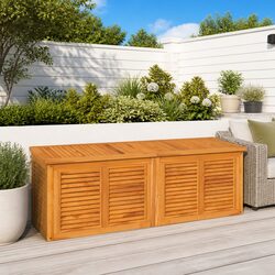 Garden Storage Box 150x50x55cm Solid Teak Wood Outdoor Furniture with Louvres